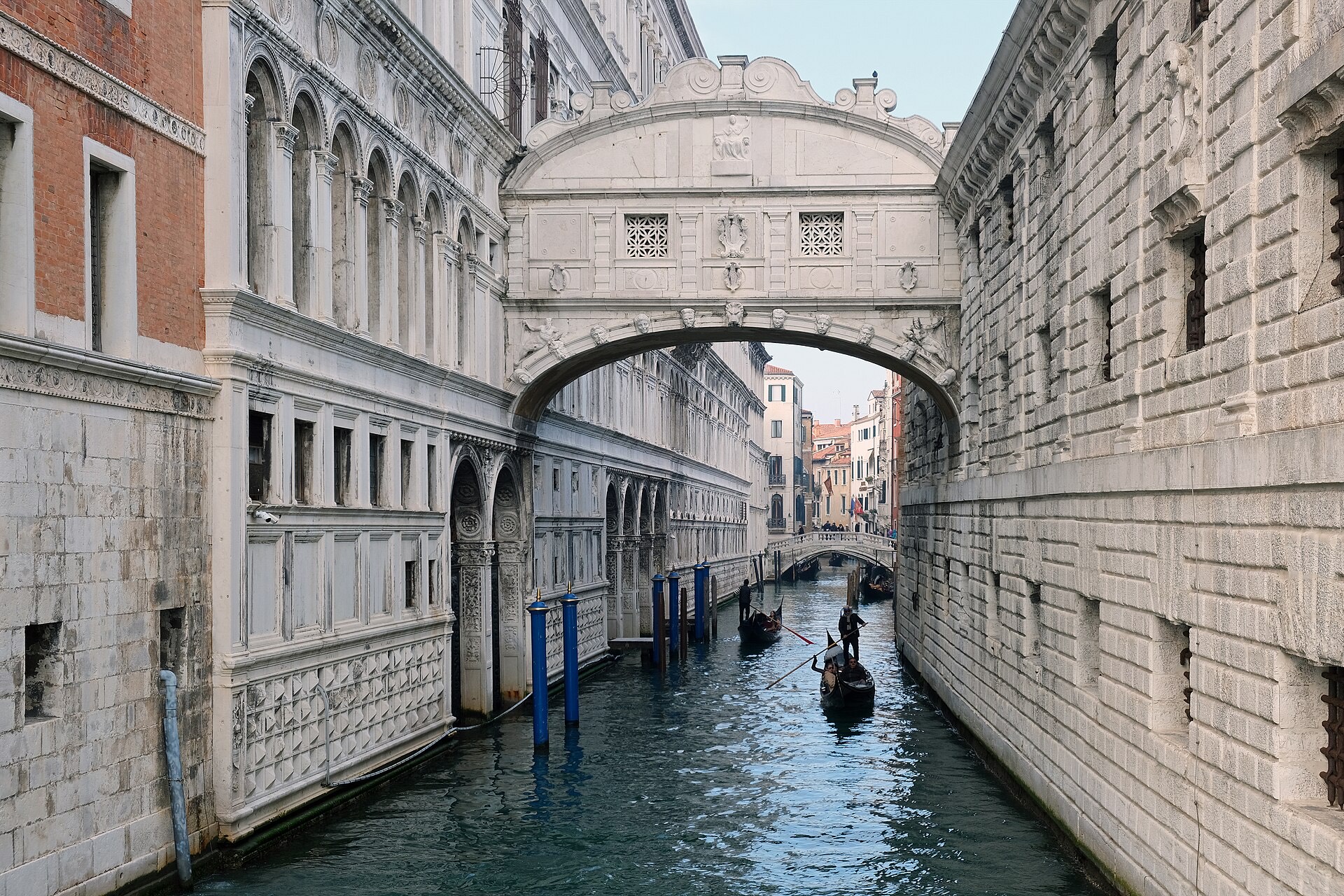The Bridge of Sighs, a covered limestone crossing over the Rio di Palazzo