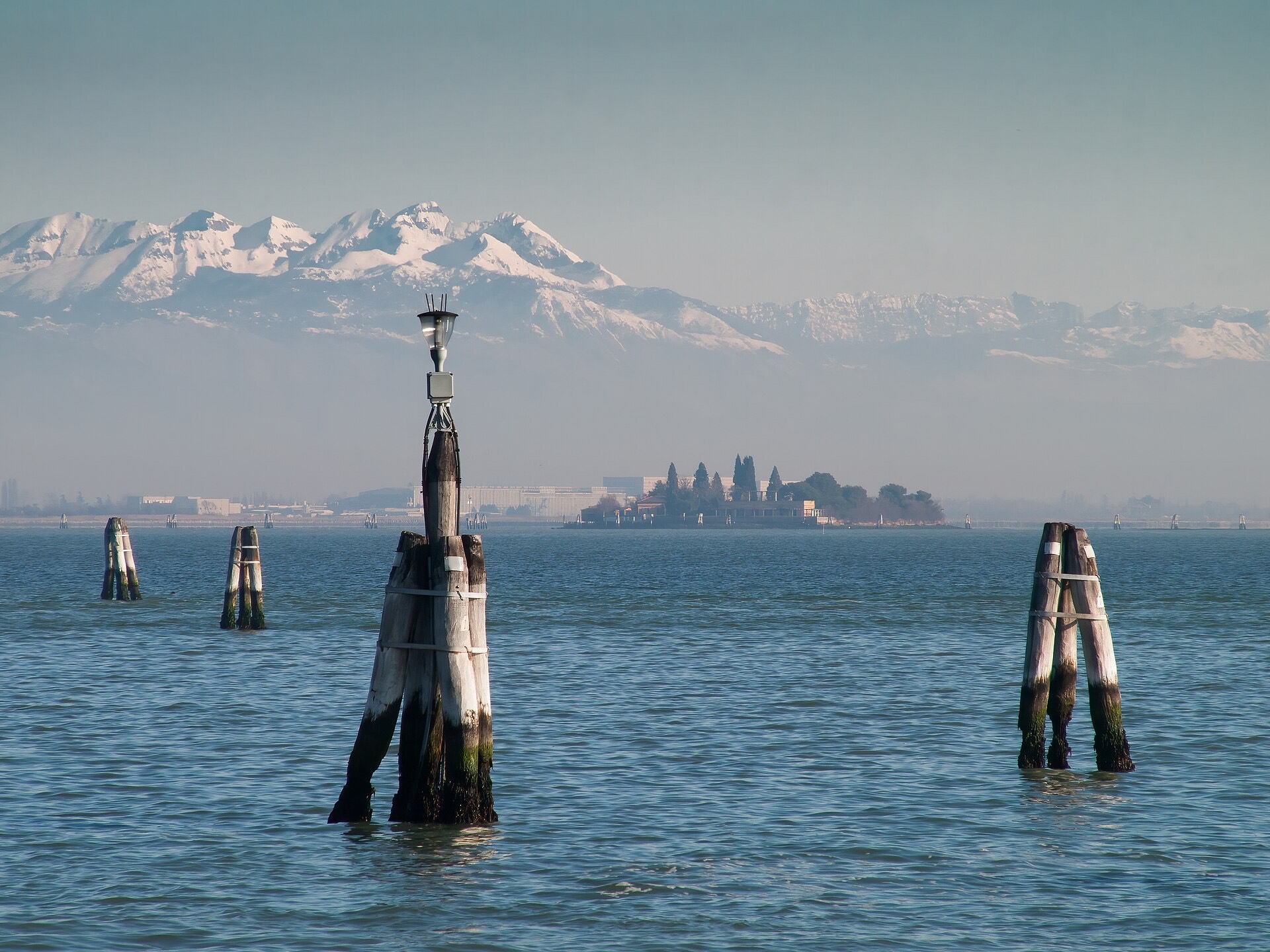 The Fondamente Nove looking north across the lagoon toward the Alps